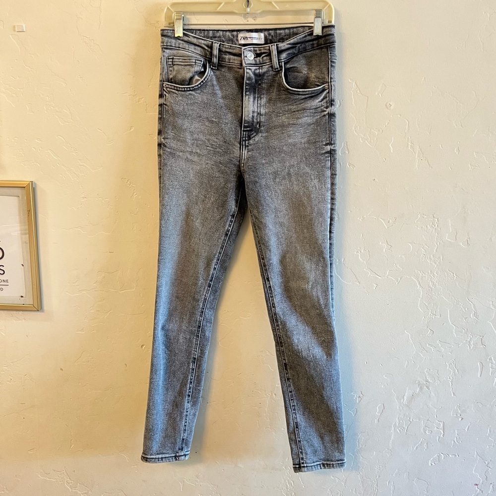 ZARA Gray Acid Wash Skinny High Rise Jeans Size 6